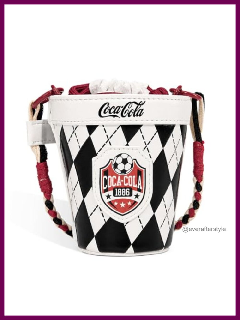 Mini Drawstring Bucket Crossbody Bag Argyle Shoulder Purse Women